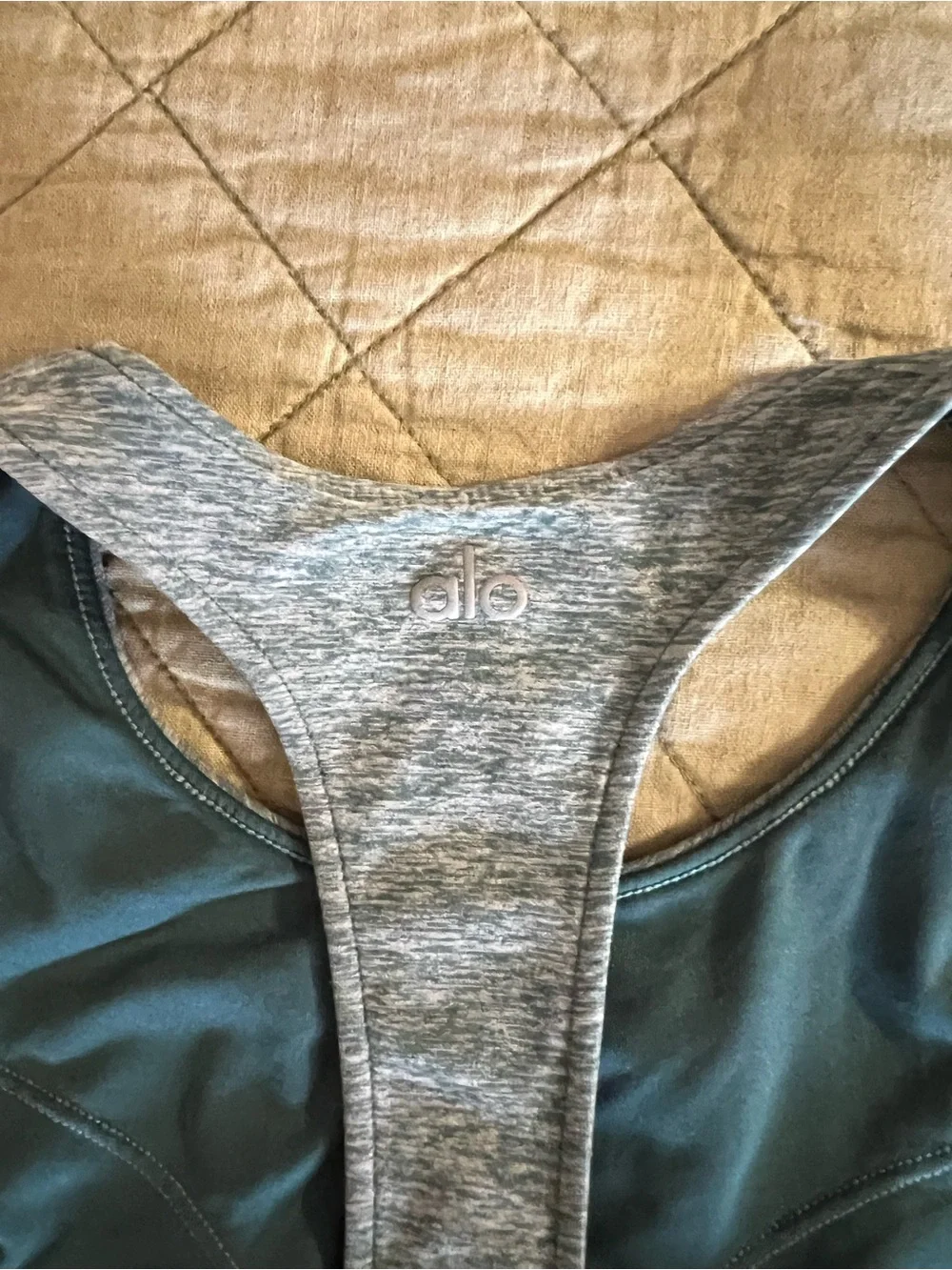 ALO Yoga Blue/Gray Heather Racerback Sports Bra